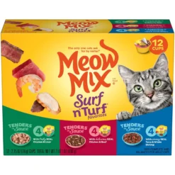 Meow Mix Tender Favorites Surf 'N Turf Variety Pack Cat Food Trays