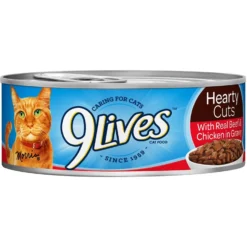 9 Lives Hearty Cuts With Real Beef & Chicken In Gravy Canned Cat Food
