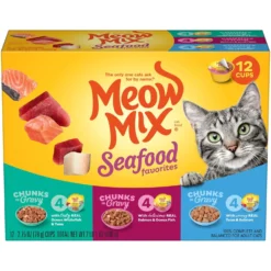 Meow Mix Savory Morsels Seafood Favorites Variety Pack Cat Food Trays