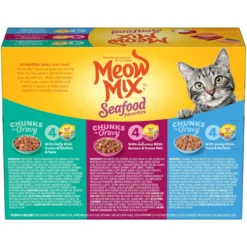 Meow Mix Savory Morsels Seafood Favorites Variety Pack Cat Food Trays -Furry Feast 100289 PT2. AC SS1800 V1670940342