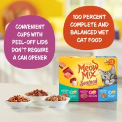 Meow Mix Savory Morsels Seafood Favorites Variety Pack Cat Food Trays -Furry Feast 100289 PT4. AC SS1800 V1670940460