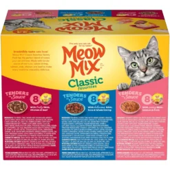 Meow Mix Classic Favorites Tenders In Sauce Variety Pack Wet Cat Food -Furry Feast 100332 PT1. AC SS1800 V1674745038