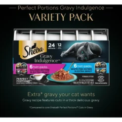 Sheba Gravy Indulgence Salmon & White Fish In Gravy Variety Pack Grain-Free Adult Wet Cat Food, 2.64-oz Can, Case Of 12 -Furry Feast 1017742 PT2. AC SS1800 V1700599142
