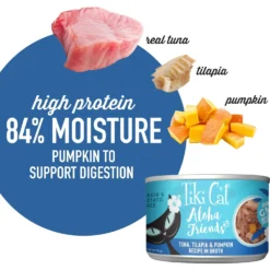 Tiki Cat Aloha Friends Tuna With Tilapia & Pumpkin Grain-Free Wet Cat Food -Furry Feast 102928 PT5. AC SS1800 V1703863215