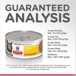 Hill's Science Diet Adult Urinary Hairball Control Savory Chicken Entree Canned Cat Food -Furry Feast 104602 PT6. AC SS1800 V1605827212