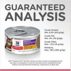 Hill's Science Diet Adult Sensitive Stomach & Skin Chicken & Vegetable Entrée Canned Cat Food -Furry Feast 109206 PT7. AC SS1800 V1609368446