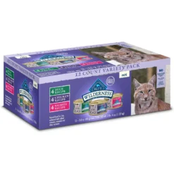 Best Seller 15 Blue Buffalo Wilderness Pate Variety Pack Duck, Chicken & Salmon Grain-Free Cat Canned Food