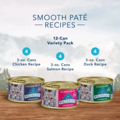 Blue Buffalo Wilderness Pate Variety Pack Duck, Chicken & Salmon Grain-Free Cat Canned Food -Furry Feast 114186 PT2. AC SS1800 V1689356975