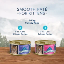 Blue Buffalo Wilderness Pate Kitten Variety Pack With Chicken & Salmon Grain-Free Cat Food -Furry Feast 114188 PT3. AC SS1800 V1600989971
