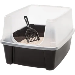 IRIS USA Open Top Litter Box With Scatter Shield & Scoop -Furry Feast 116462 PT2. AC SS1800 V1680811968