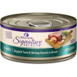Wellness CORE Signature Selects Flaked Skipjack Tuna & Shrimp Entree In Broth Grain-Free Natural Canned Cat Food