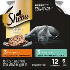 Sheba Perfect Portions Tuna & Roasted Chicken Entree Cuts In Gravy Variety Pack Adult Wet Cat Food Trays