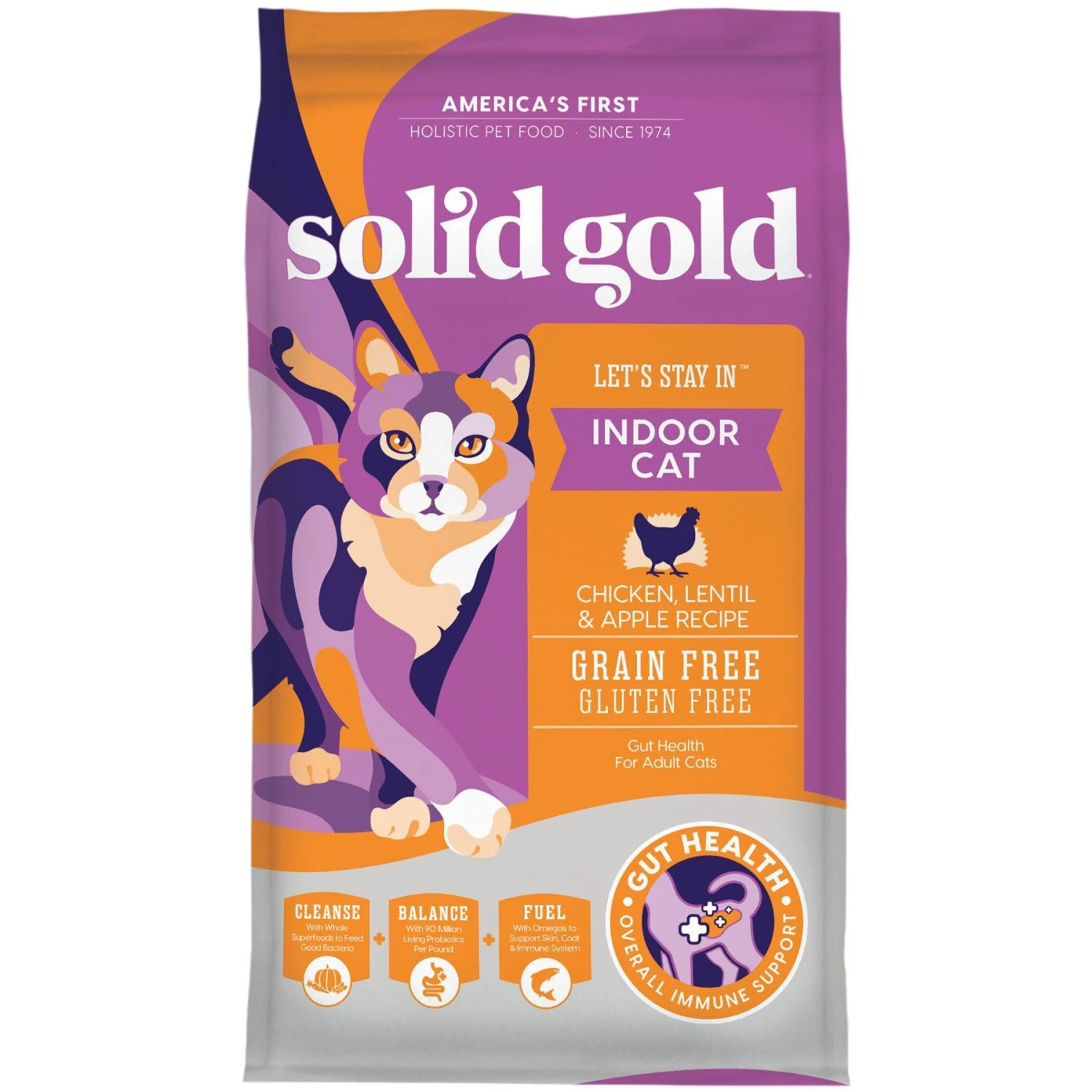 Solid Gold Let's Stay In Chicken, Lentil & Apple Recipe Adult Grain-Free Indoor Dry Cat Food 1 Solid Gold Let's Stay In Chicken, Lentil & Apple Recipe Adult Grain-Free Indoor Dry Cat Food