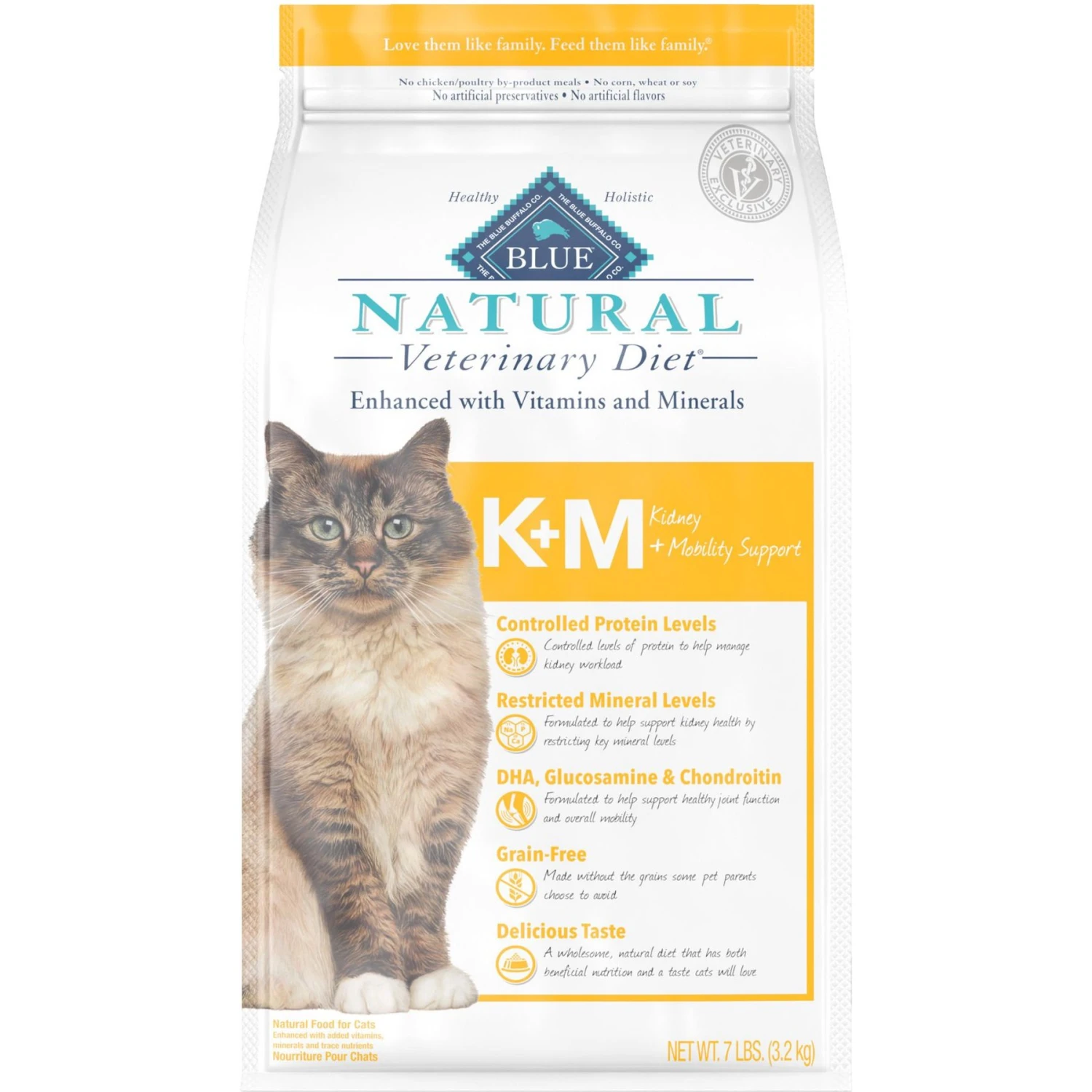Blue Buffalo Natural Veterinary Diet K+M Kidney + Mobility Support Grain-Free Dry Cat Food 1 Blue Buffalo Natural Veterinary Diet K+M Kidney + Mobility Support Grain-Free Dry Cat Food