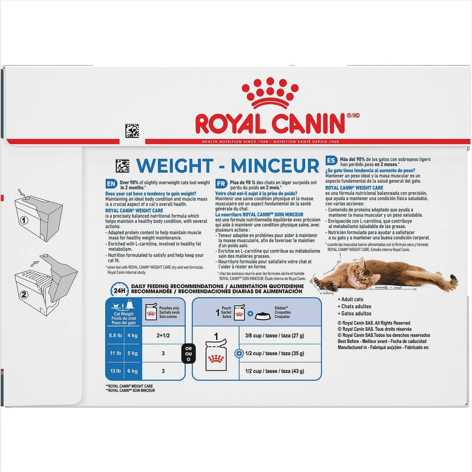Royal Canin Feline Care Nutrition Weight Care Adult Chunks In Gravy Pouch Cat Food, 3-oz, Case Of 12 2 Royal Canin Feline Care Nutrition Weight Care Adult Chunks In Gravy Pouch Cat Food, 3-oz, Case Of 12 - Image 2