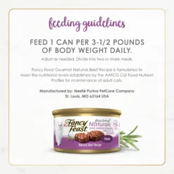 Fancy Feast Gourmet Naturals Beef Recipe Pate Canned Cat Food, 3-oz, Case Of 12 -Furry Feast 155545 PT7. AC SS1800 V1677102918