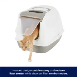 Frisco Flip Top Hooded Cat Litter Box, Gray, Large, 22-in -Furry Feast 155654 PT2. AC SS1800 V1675279640