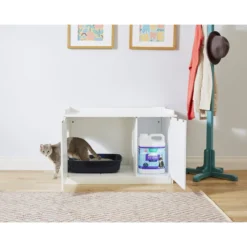 Frisco Decorative Bench Cat Litter Box Cover -Furry Feast 156788 PT5. AC SS1800 V1570480032