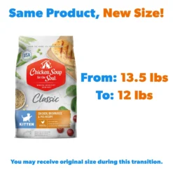 Chicken Soup For The Soul Kitten Chicken, Brown Rice & Pea Recipe Dry Cat Food -Furry Feast 165109 PT1. AC SS1800 V1694011485