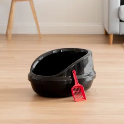 IRIS USA Large High-Back Open Top Cat Litter Pan With Scatter Shield & Scoop -Furry Feast 181317 PT3. AC SS1800 V1680809080