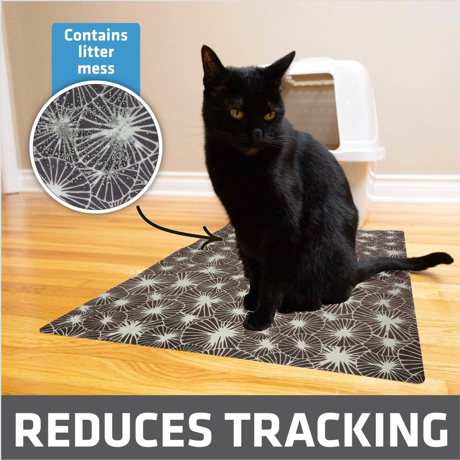 Drymate Protective & Decorative Cat Litter Mat, Kahopo Grey, Large, 20-in X 28-in 2 Drymate Protective & Decorative Cat Litter Mat, Kahopo Grey, Large, 20-in X 28-in - Image 2