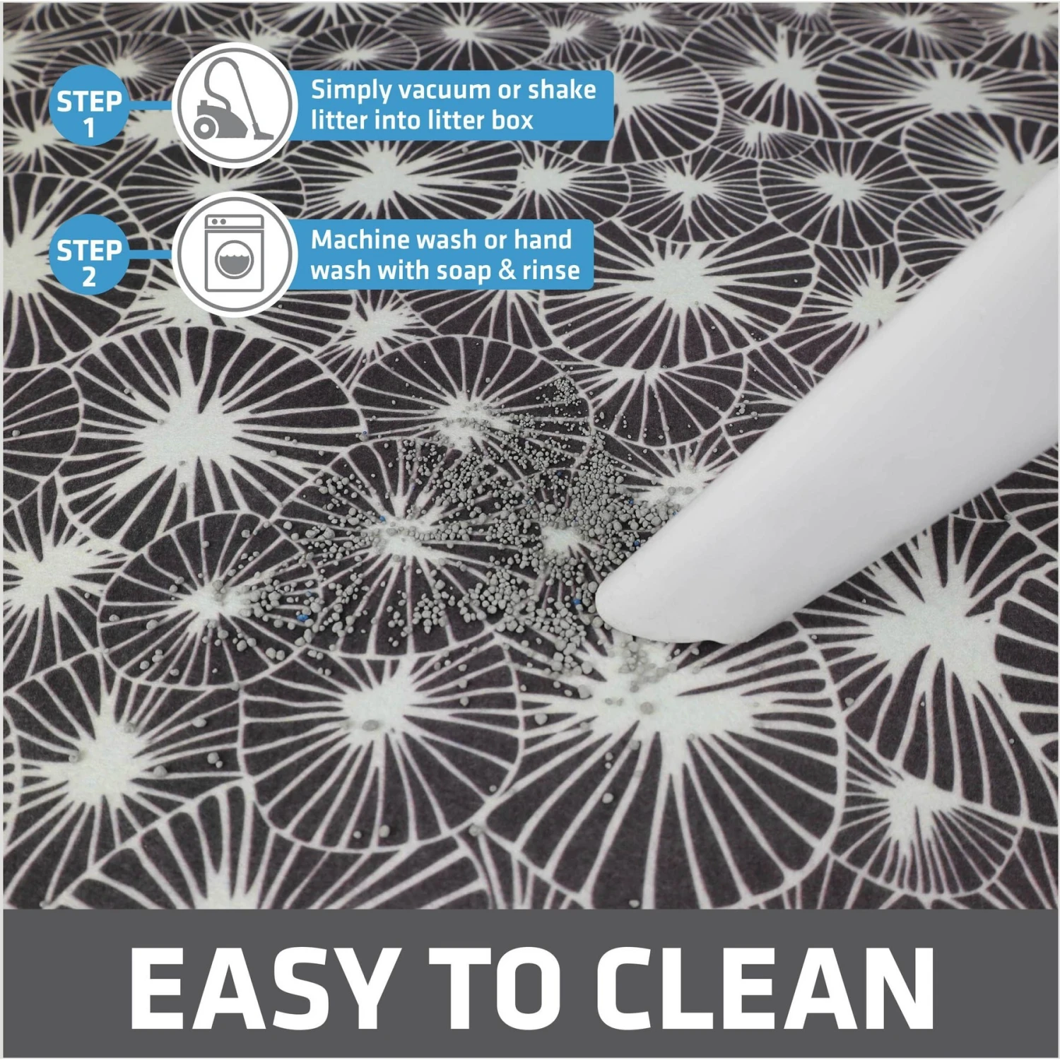 Drymate Protective & Decorative Cat Litter Mat, Kahopo Grey, Large, 20-in X 28-in 4 Drymate Protective & Decorative Cat Litter Mat, Kahopo Grey, Large, 20-in X 28-in - Image 4