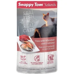 Snappy Tom Naturals Tuna With Whitebait & Crabmeat Cat Food Pouches, 3.5-oz, Case Of 12