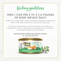 Fancy Feast Gourmet Naturals White Meat Chicken Recipe Grain-Free Pate Kitten Canned Cat Food, 3-oz Can, Case Of 12 -Furry Feast 214807 PT7. AC SS1800 V1677102400
