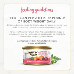 Fancy Feast Gourmet Naturals Natural Wild Alaskan Salmon Recipe Grain-Free Pate Kitten Canned Cat Food, 3-oz Can, Case Of 12 -Furry Feast 214809 PT7. AC SS1800 V1677102921