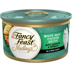 Fancy Feast Medleys White Meat Chicken Recipe With Carrots & Spinach Canned Cat Food, 3-oz Can, Case Of 24
