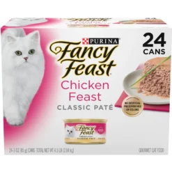 Fancy Feast Classic Pate Chicken Feast Grain-Free Pate Canned Cat Food, 3-oz Can, Case Of 24