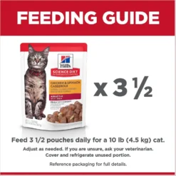 Hill's Science Diet Adult Chicken & Spinach Casserole Recipe Cat Food, 2.8-oz Pouch, Case Of 24 -Furry Feast 218067 PT7. AC SS1800 V1598157088