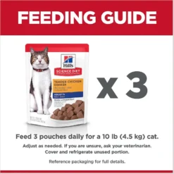 Hill's Science Diet Adult 7+ Tender Chicken Recipe Cat Food, 2.8-oz Pouch, Case Of 24 -Furry Feast 218071 PT7. AC SS1800 V1598151988