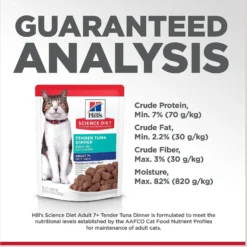 Hill's Science Diet Adult 7+ Tender Tuna Recipe Cat Food, 2.8-oz Pouch, Case Of 24 -Furry Feast 218073 PT6. AC SS1800 V1598157080