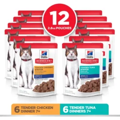 Hill's Science Diet Adult 7+ Tender Dinner Variety Pack Cat Food, 2.8-oz Pouch, Case Of 12 -Furry Feast 218077 PT2. AC SS1800 V1581441186