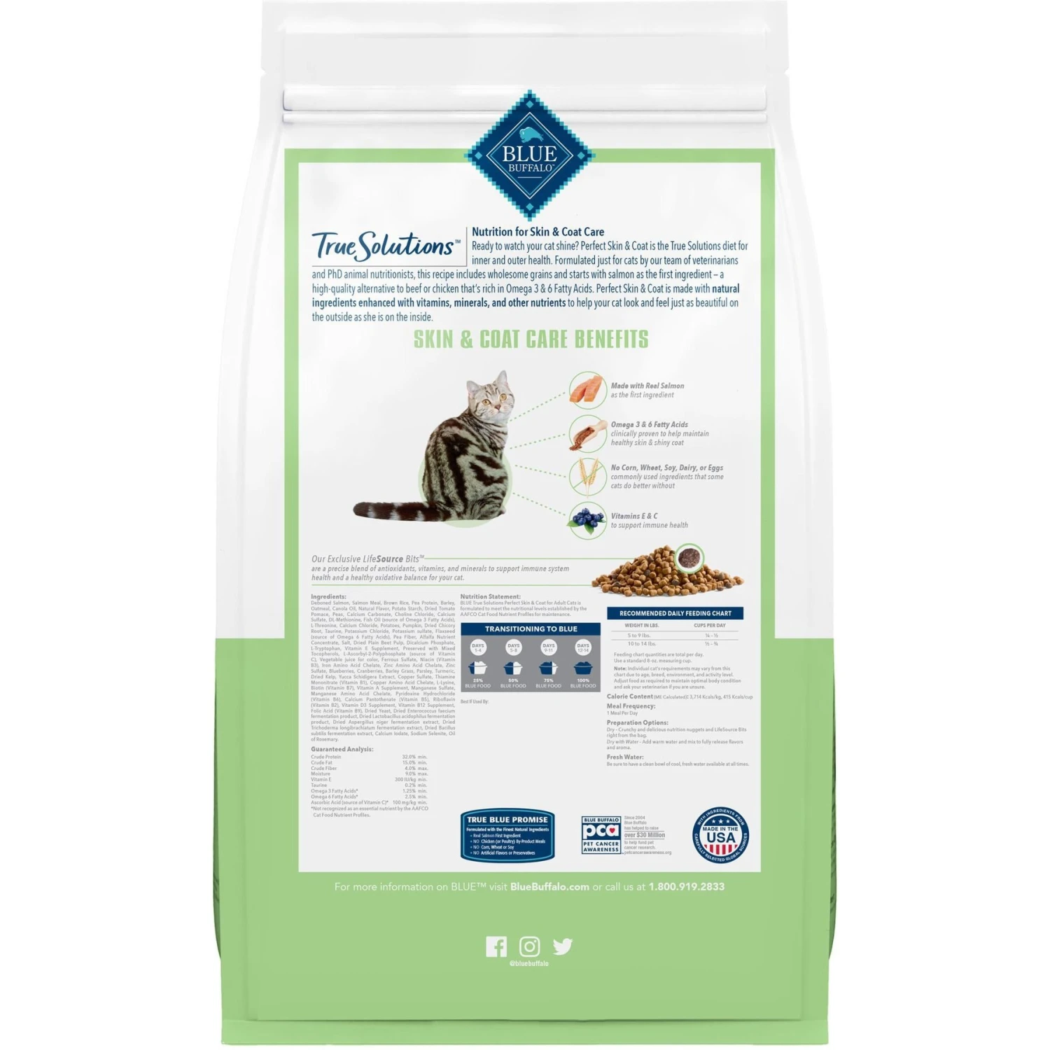 Blue Buffalo True Solutions Perfect Skin & Coat Natural Salmon Adult Dry Cat Food 2 Blue Buffalo True Solutions Perfect Skin & Coat Natural Salmon Adult Dry Cat Food - Image 2