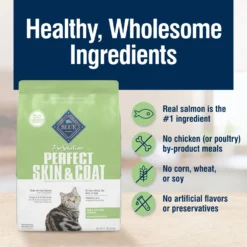 Blue Buffalo True Solutions Perfect Skin & Coat Natural Salmon Adult Dry Cat Food 14 Blue Buffalo True Solutions Perfect Skin & Coat Natural Salmon Adult Dry Cat Food -Furry Feast 218303 PT5. AC SS1800 V1696451699