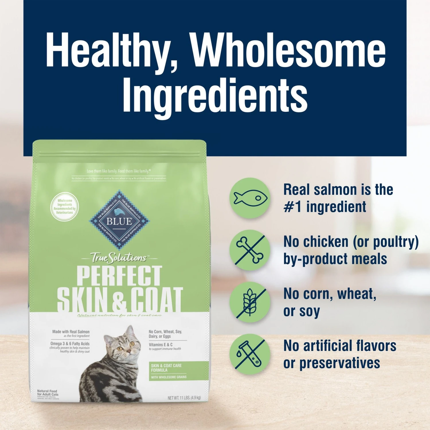 Blue Buffalo True Solutions Perfect Skin & Coat Natural Salmon Adult Dry Cat Food 6 Blue Buffalo True Solutions Perfect Skin & Coat Natural Salmon Adult Dry Cat Food - Image 6