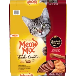 Meow Mix Tender Centers Basted Bites Beef & Salmon Flavors Dry Cat Food