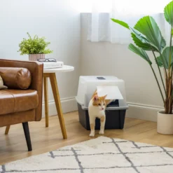IRIS USA Enclosed With Front Door Flap & Scoop Cat Litter Box -Furry Feast 231660 PT5. AC SS1800 V1680811968