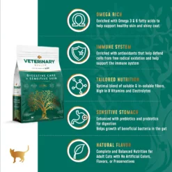 Veterinary Select Digestive Care + Sensitive Skin Dry Cat Food, 4-lb Bag -Furry Feast 238585 PT3. AC SS1800 V1591728485