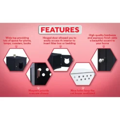 Sweet Barks Wooden Side Table Cat Litter Box Enclosure -Furry Feast 258686 PT3. AC SS1800 V1603833104