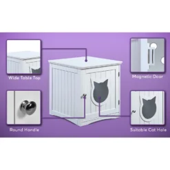 Sweet Barks Wooden Side Table Cat Litter Box Enclosure -Furry Feast 258686 PT4. AC SS1800 V1603833423