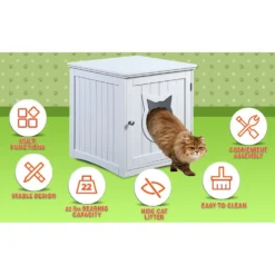 Sweet Barks Wooden Side Table Cat Litter Box Enclosure -Furry Feast 258686 PT5. AC SS1800 V1603834309