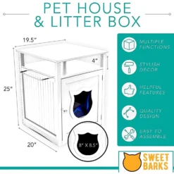 Sweet Barks Wooden Nightstand Cat Litter Box Enclosure -Furry Feast 258689 PT3. AC SS1800 V1607642539