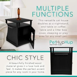 Sweet Barks Wooden Nightstand Cat Litter Box Enclosure -Furry Feast 258689 PT5. AC SS1800 V1607644934