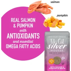 Tiki Cat Luau Velvet Mousse Salmon & Pumpkin In Broth Senior Wet Cat Food, 2.8-oz, Case Of 12 -Furry Feast 259094 PT3. AC SS1800 V1700598734