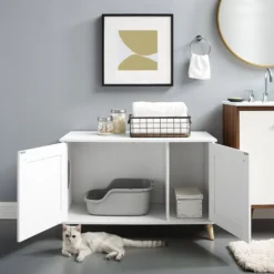 Sam's Pets Becky 24.5-in Cat Tree End Table & Litter Box Enclosure, White -Furry Feast 261880 PT1. AC SS1800 V1635093725