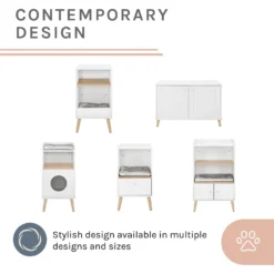 Sam's Pets Becky 24.5-in Cat Tree End Table & Litter Box Enclosure, White -Furry Feast 261880 PT4. AC SS1800 V1635094947