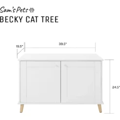 Sam's Pets Becky 24.5-in Cat Tree End Table & Litter Box Enclosure, White -Furry Feast 261880 PT8. AC SS1800 V1635094935